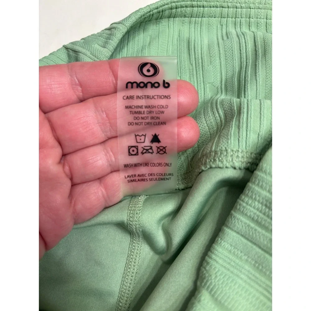 NEW Mono B Sage Green Ribbed High Waisted Tactel Leggings APH8090‎ Womens Small